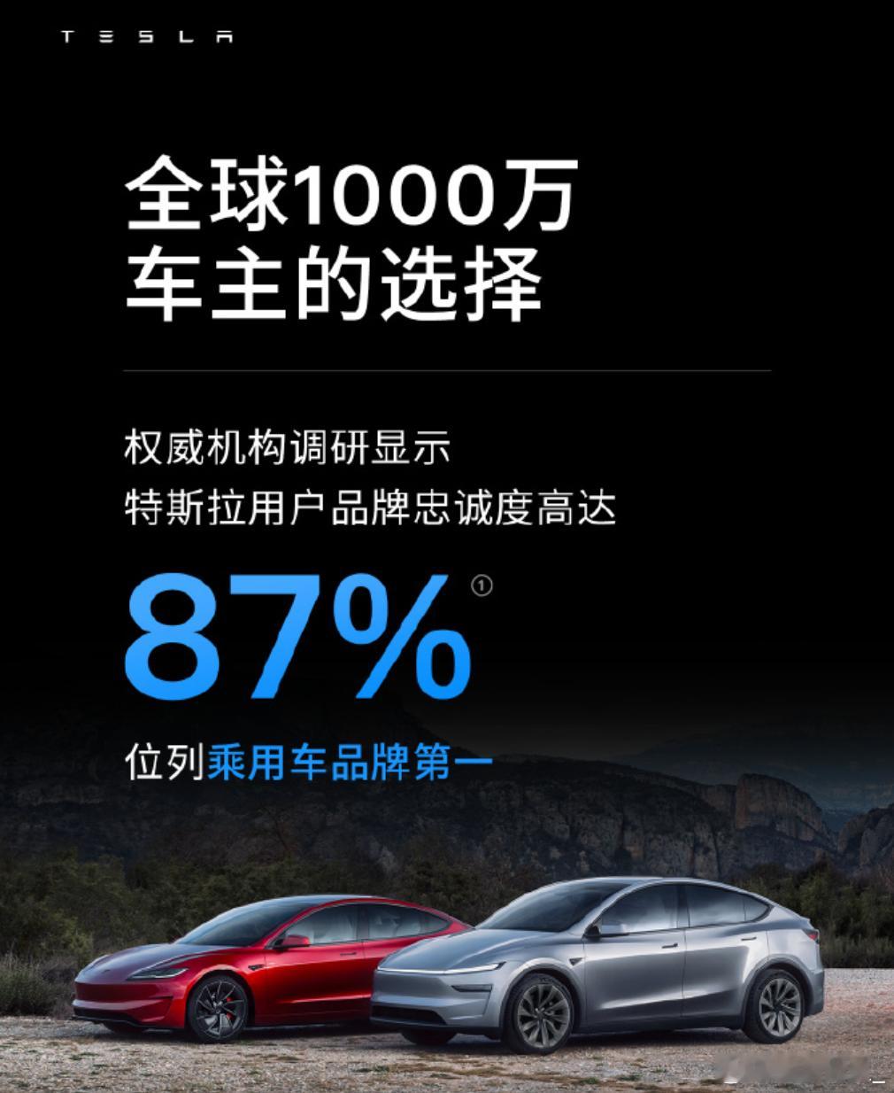 用户忠诚度87%，中国用户忠诚度是多少？从评论区的粉丝来看，估计也不低。特斯拉用