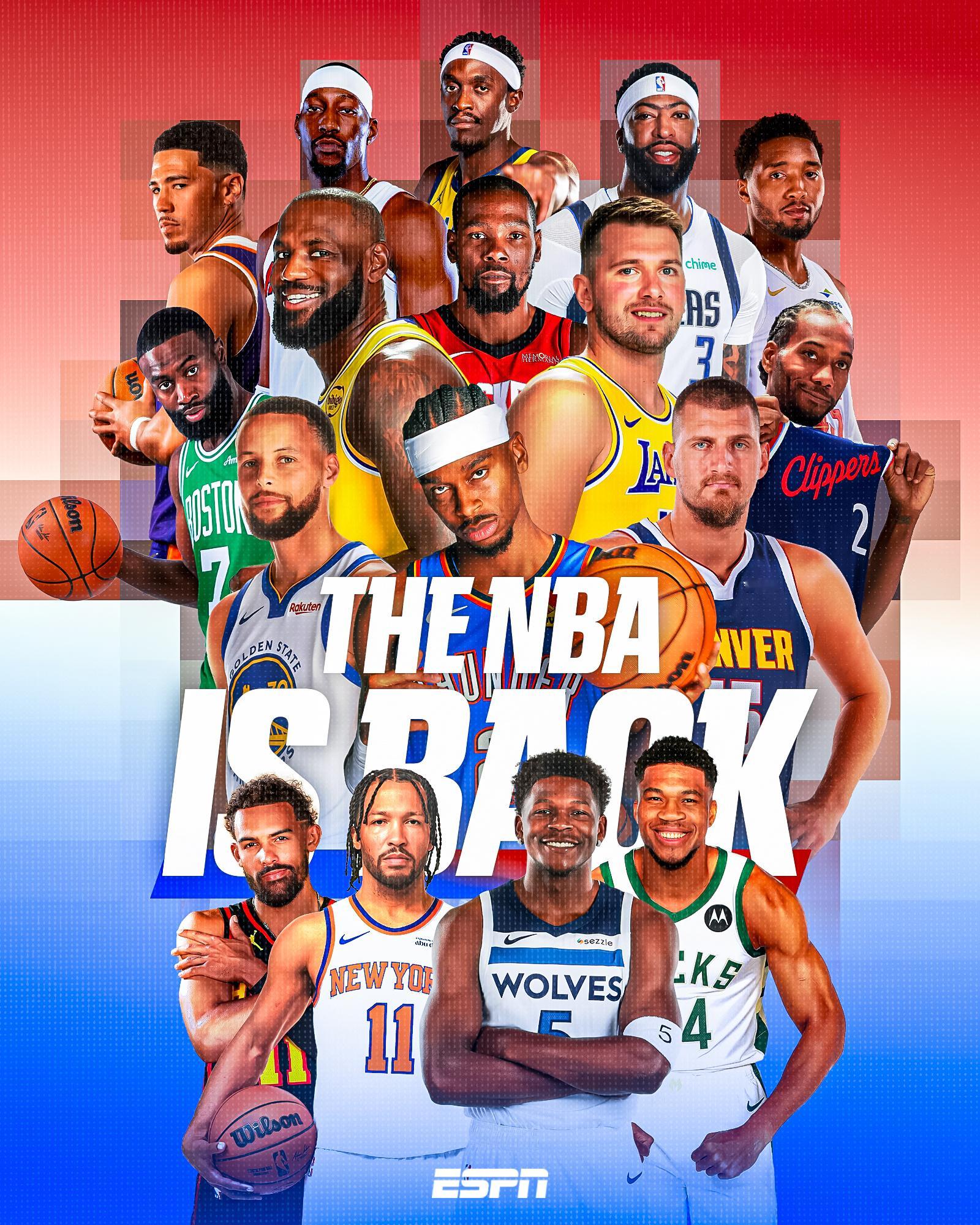 休赛期结束🔚25-26赛季NBA明天打响揭幕战卫冕冠军雷霆VS火箭，然后是湖勇
