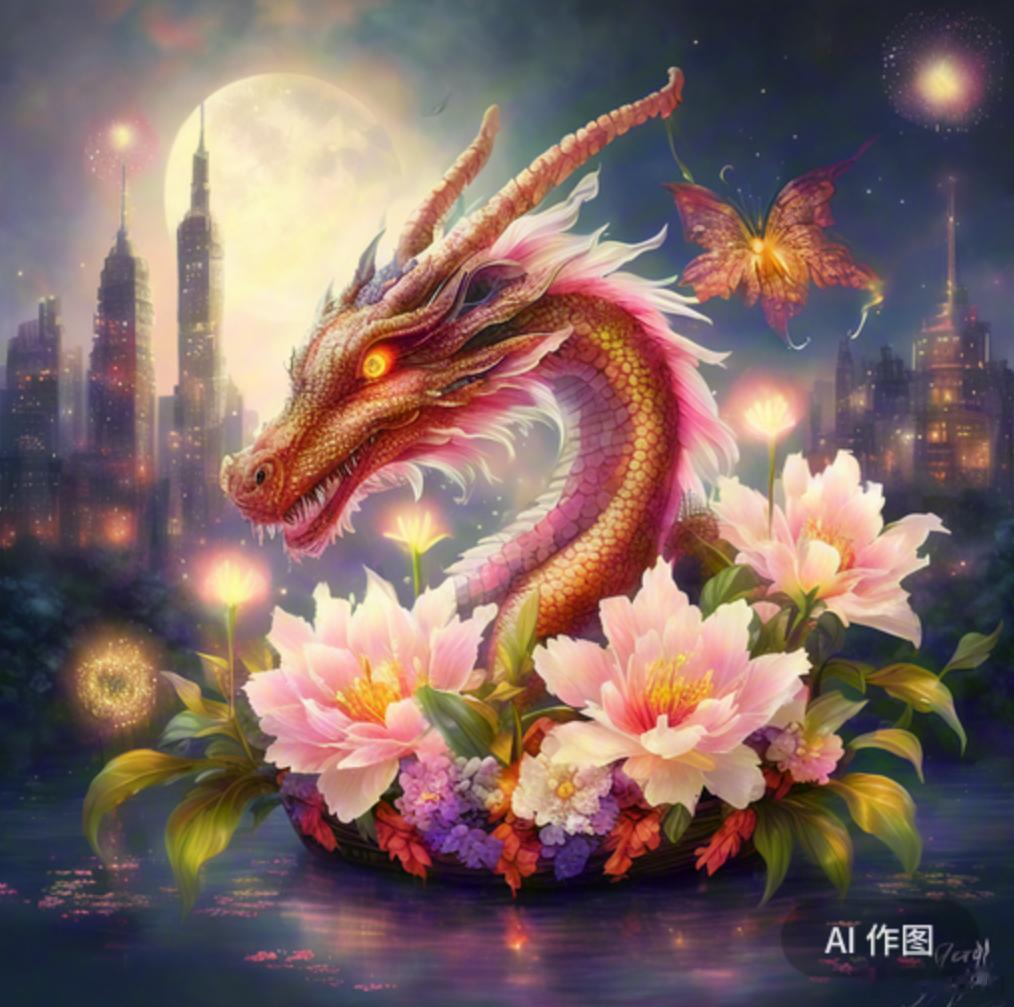 #春节快乐# 让AI做了一张图，主题是：祝贺龙年春节快乐 ​​​