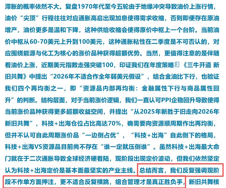 这是某机构针对近期油价上涨引发的“滞胀”担忧后，对于行业配置的策略核心观点摘录。