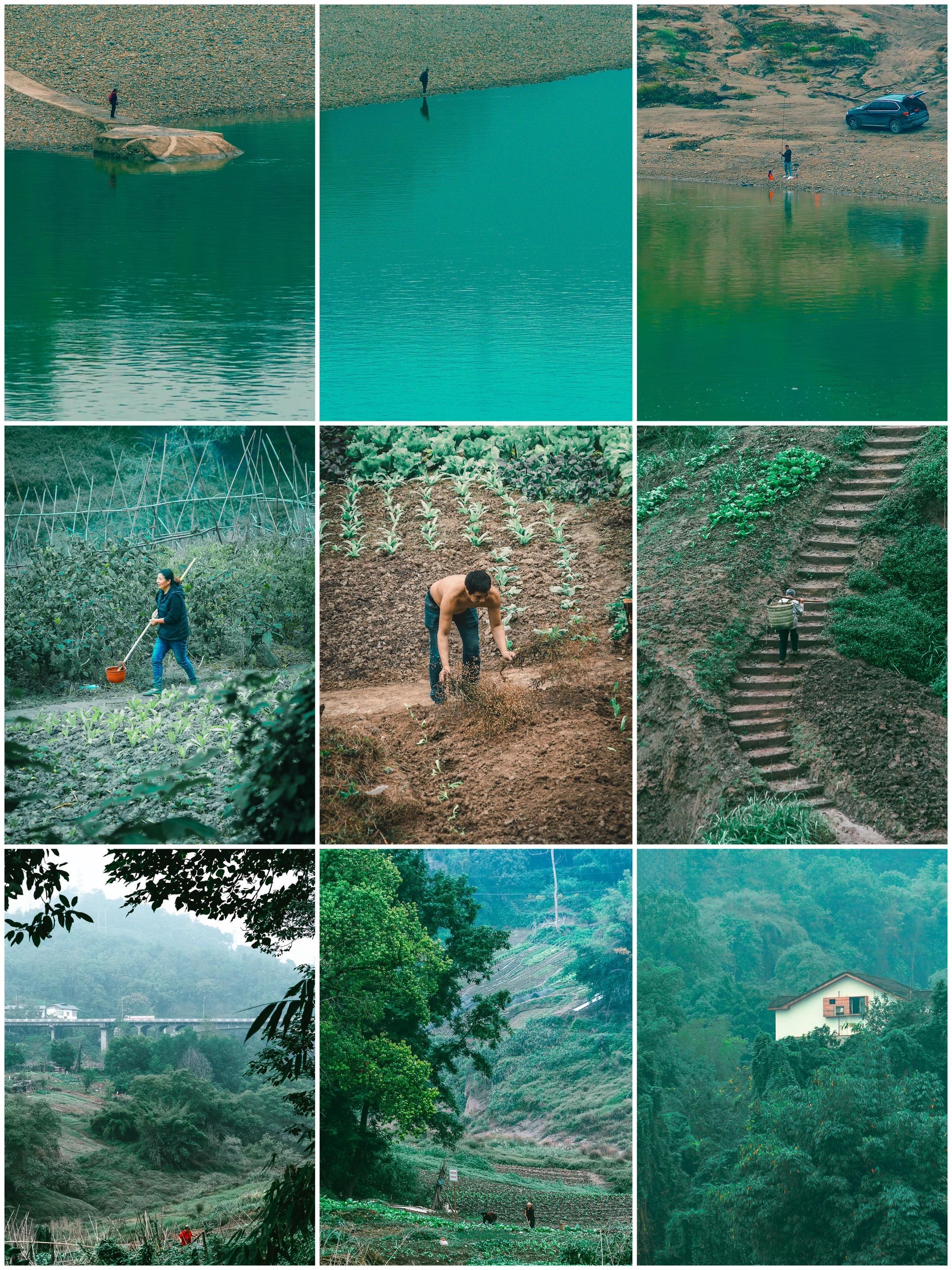 在山水间，看人间烟火； 有人临水而渔，有人躬身耕耘； 一草一木，皆是生...