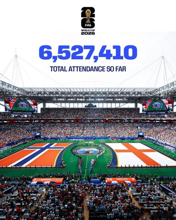 世界杯现场人数超前两届总和累计已达652万人！FIFA官方晒图庆祝，并表示：“2