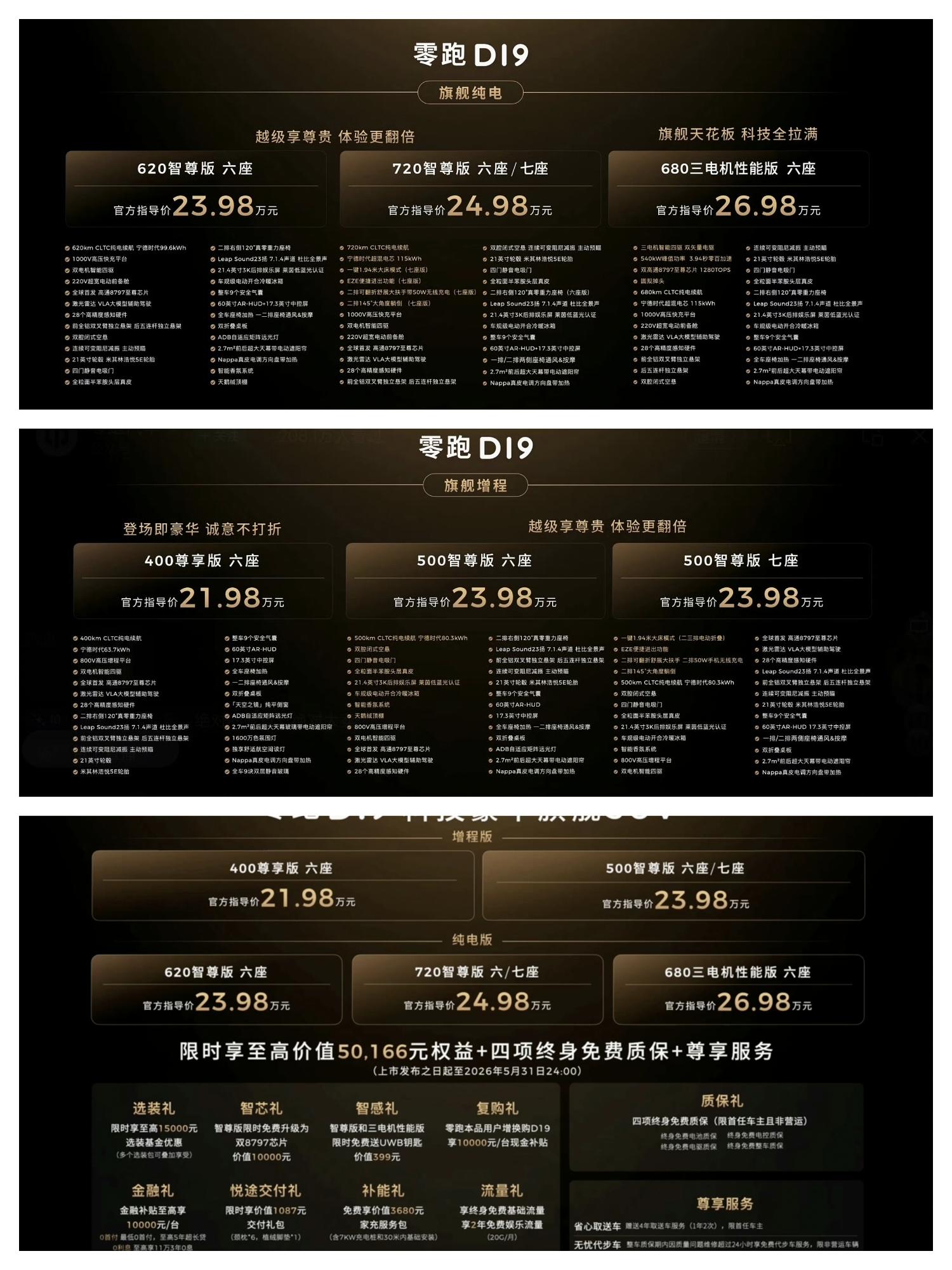 零跑D19价格公布，21.98万元起  零跑D19增程版售价21.98...