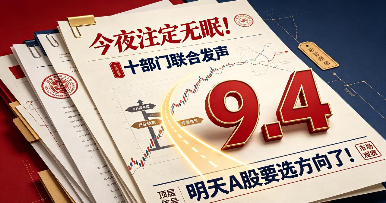 今夜注定无眠！十部门联合发声，明天9.4A股要选方向了！

大家好，我是小团子。
