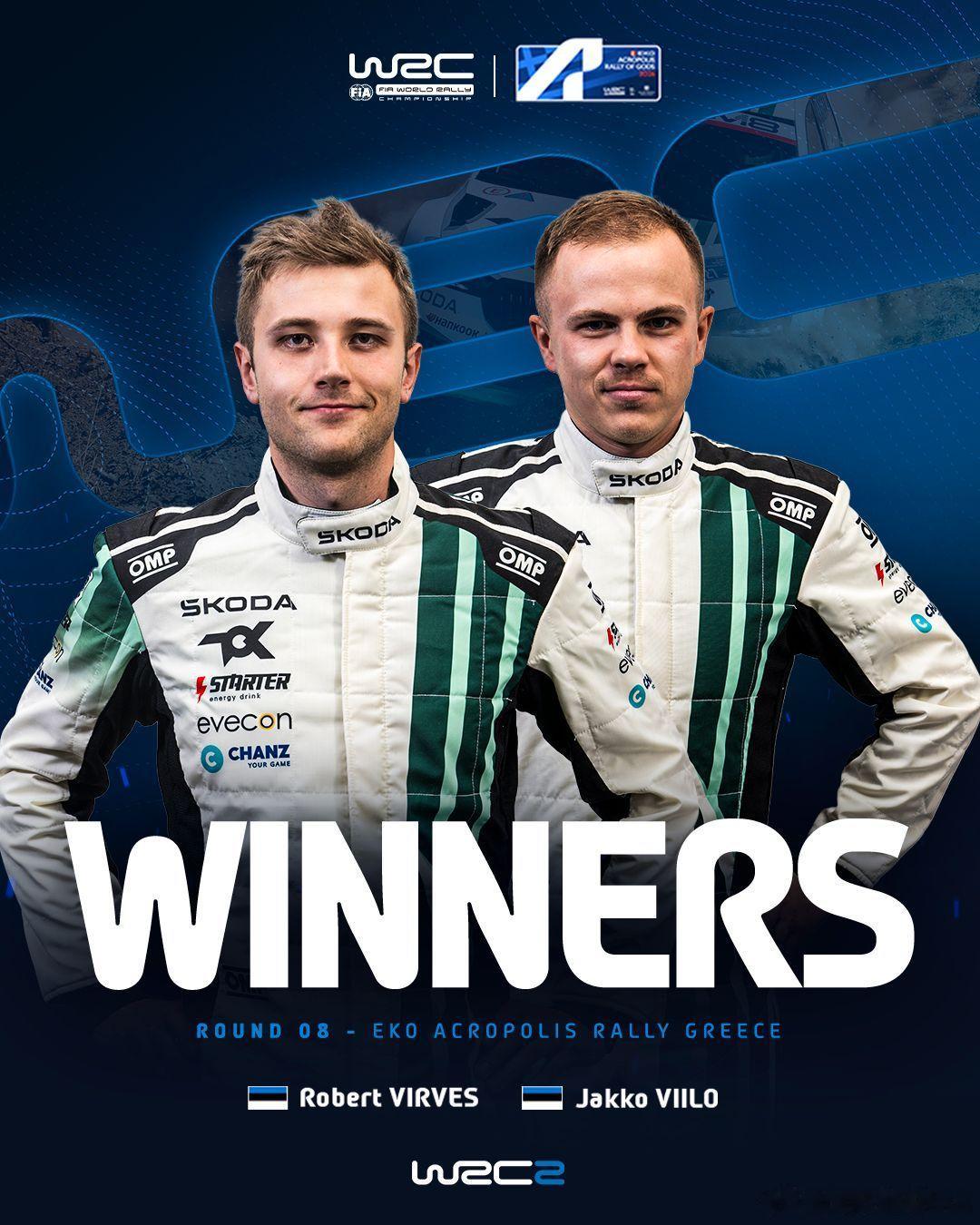 罗伯特・维尔维斯搭档亚科・维洛拿下本赛季个人第二座 WRC2 组别冠军奖杯 💪