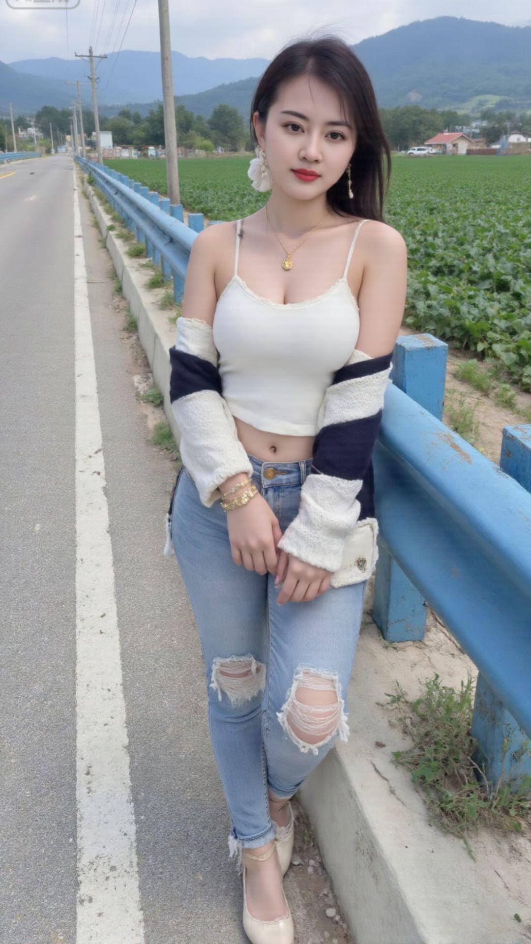 好身材好气质 穿搭 紧身牛仔裤