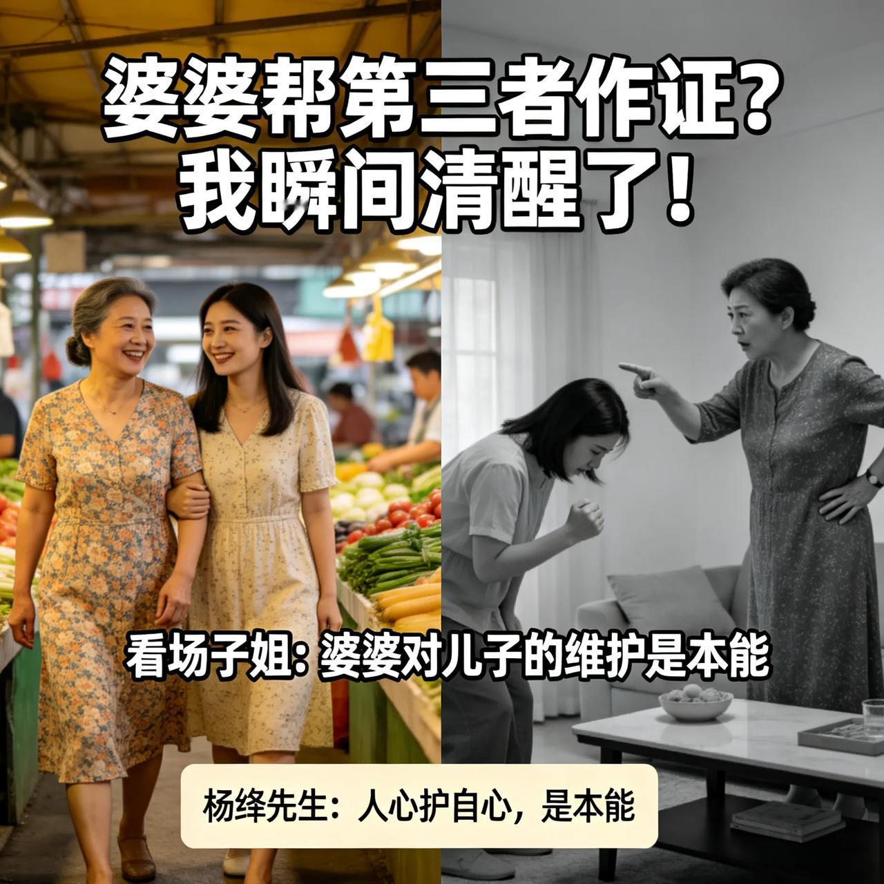 婆婆帮第三者作证？我瞬间清醒了！
 
看场子姐那段分享，我心里咯噔一下，真的太现