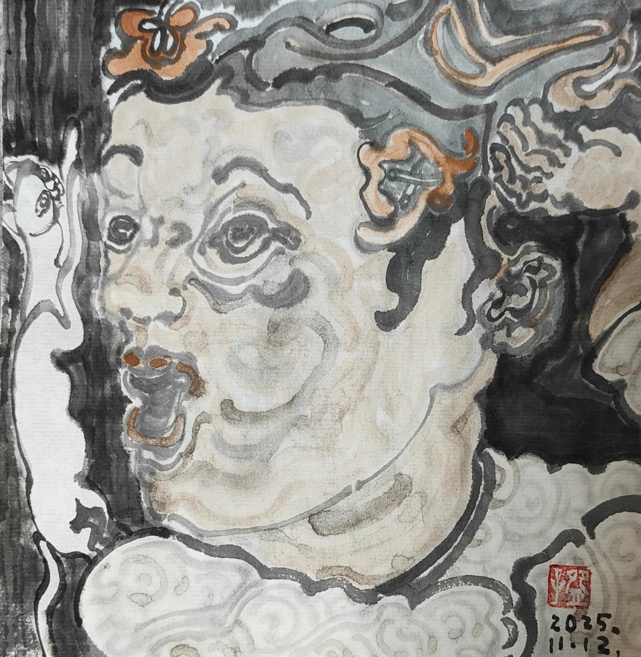 碗子的纸片水墨