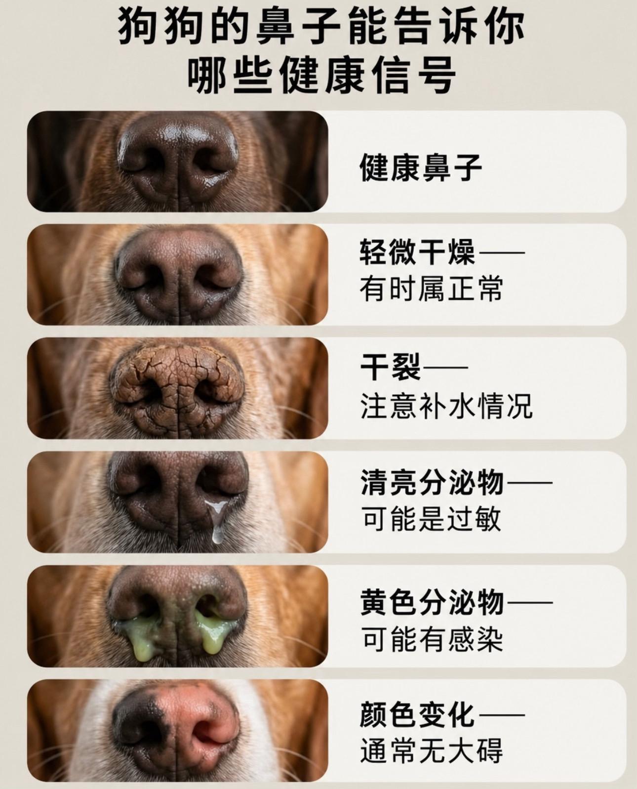 🐶狗狗的鼻子，藏着关键健康线索👇。冰凉湿润的鼻头大多属于正常状态...