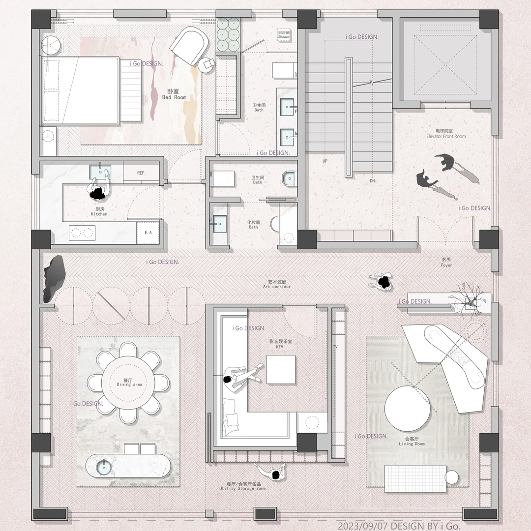 130平会所：一条艺术走廊 解开所有动线死结