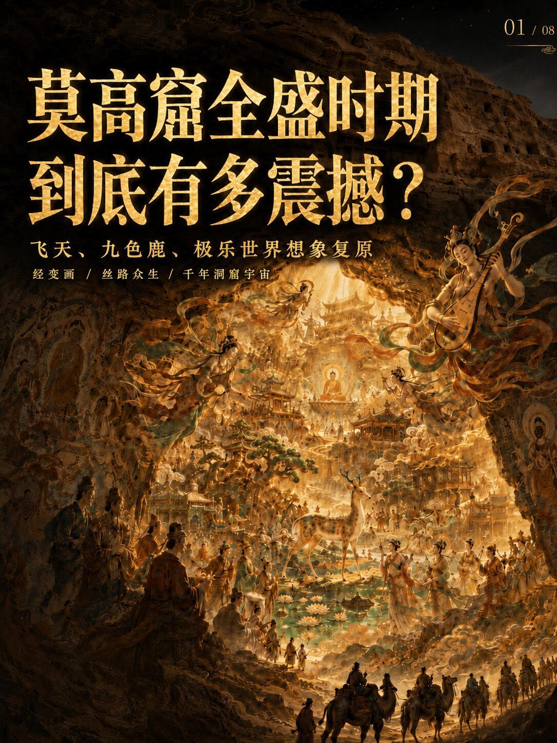 莫高窟最震撼的地方， 可能不是“有多少壁画”， 而是它把一个完整的世界画进了山体
