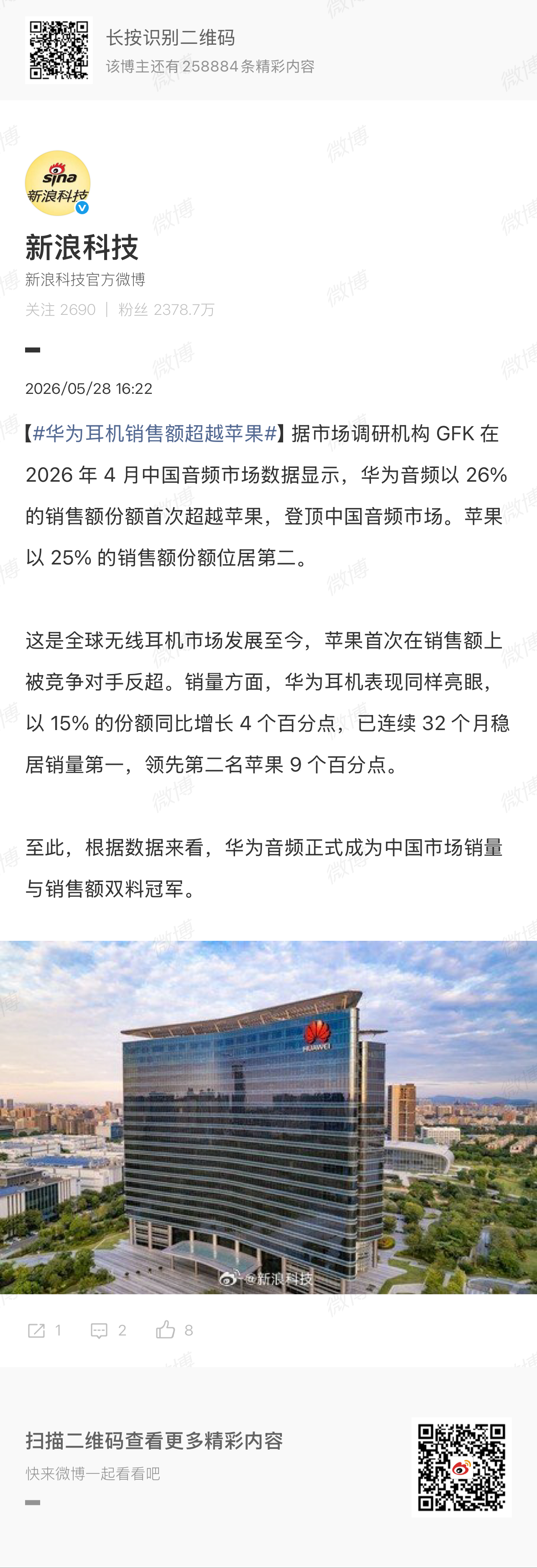 华为耳机销售额超越苹果耳夹耳机很畅销 