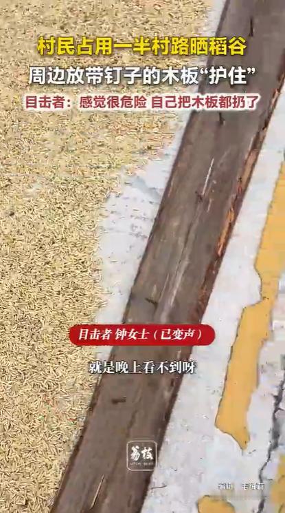 2026 年 9 月 13 日，新闻坊报道。江西赣州一处乡村道路上，有村民将稻谷