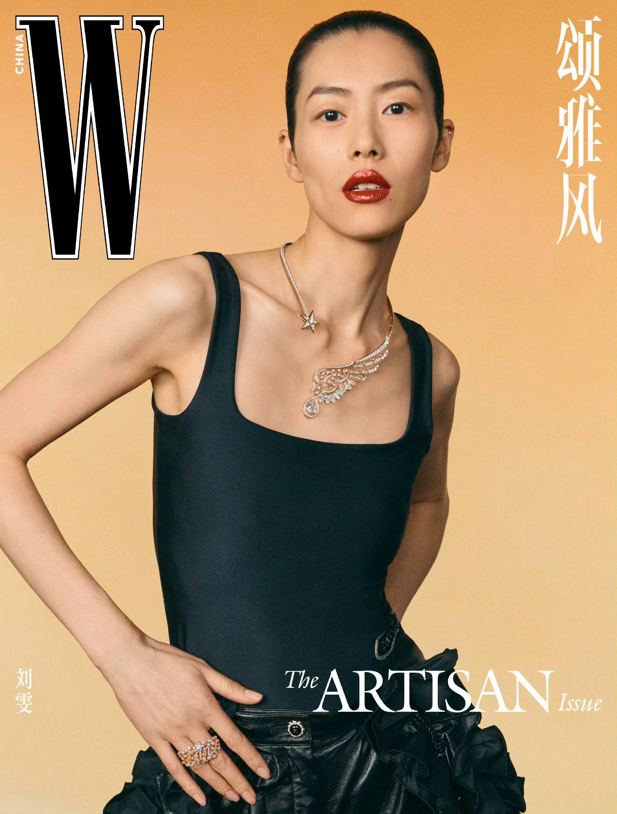 刘雯W中文版新刊封面大片，高级感🖤 ​​​