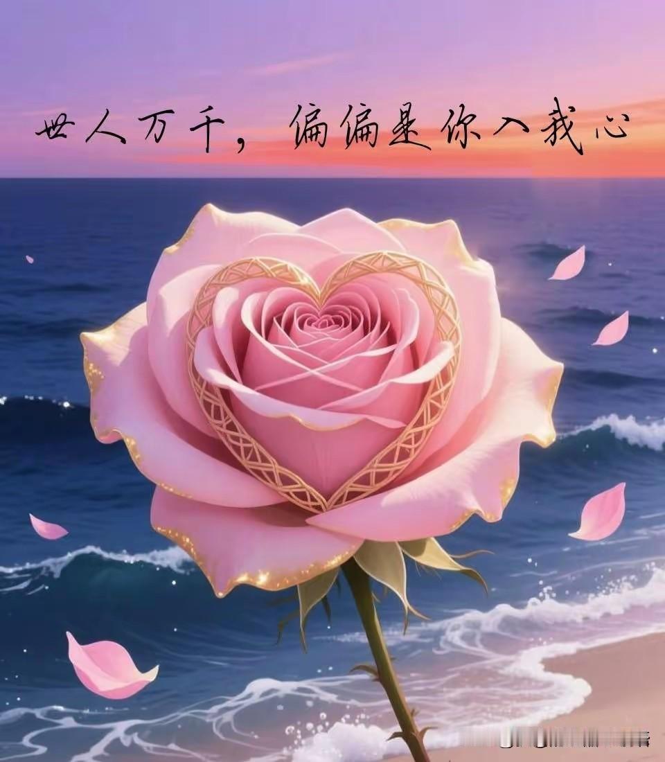 粉色玫瑰在海浪中绽放，浪漫至极。人生苦短,开心是不是最重要呢?