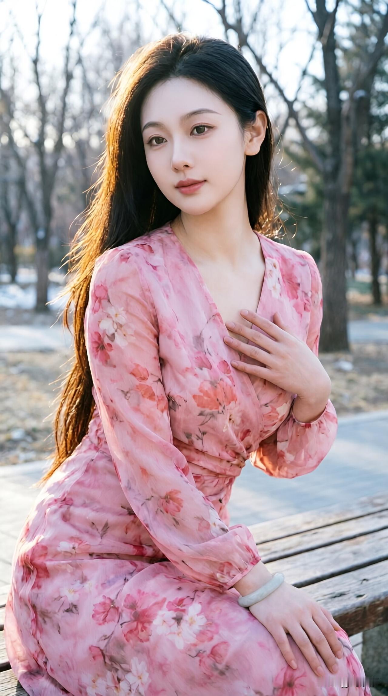 冬天穿碎花裙拍照，是不是很反差萌？那天我穿粉色碎花长裙，在雪地里转圈，雪花落在肩