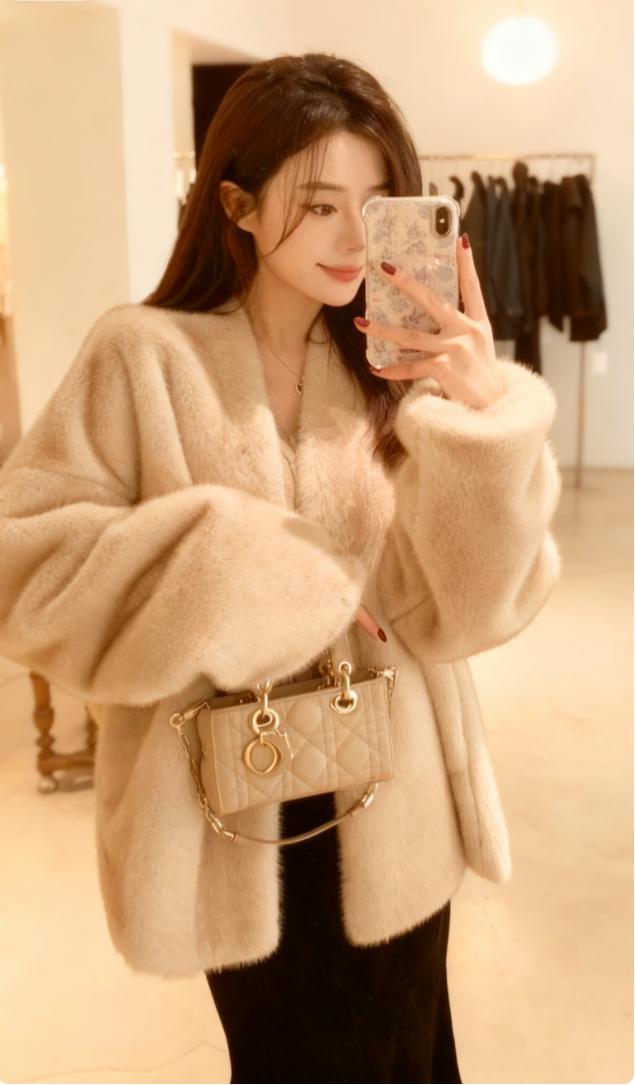 毛毛外套秋冬季 中长款外套穿搭