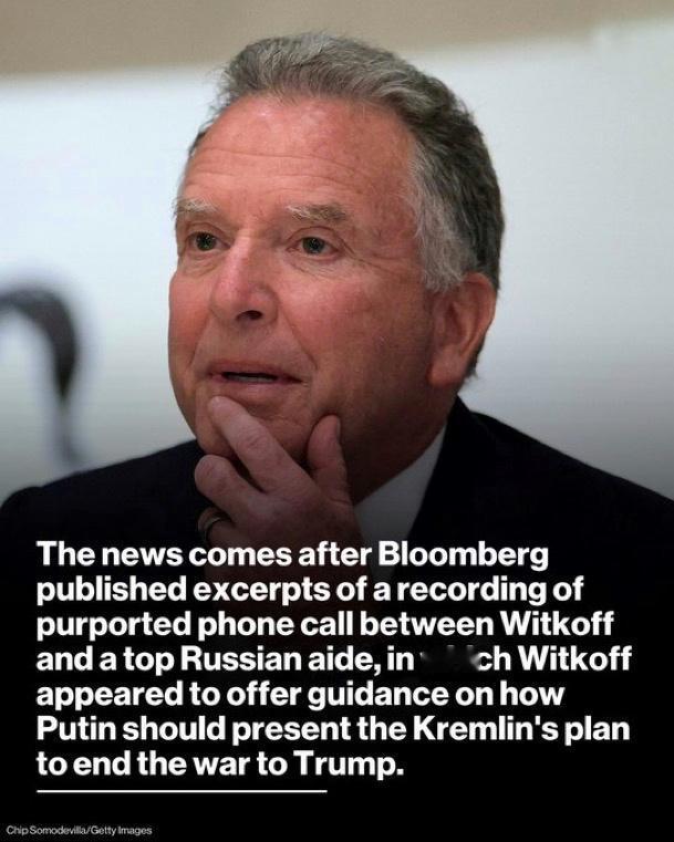 克里姆林宫高级外交政策顾问证实，特朗普总统的特使史蒂夫·威特科夫（Steve W