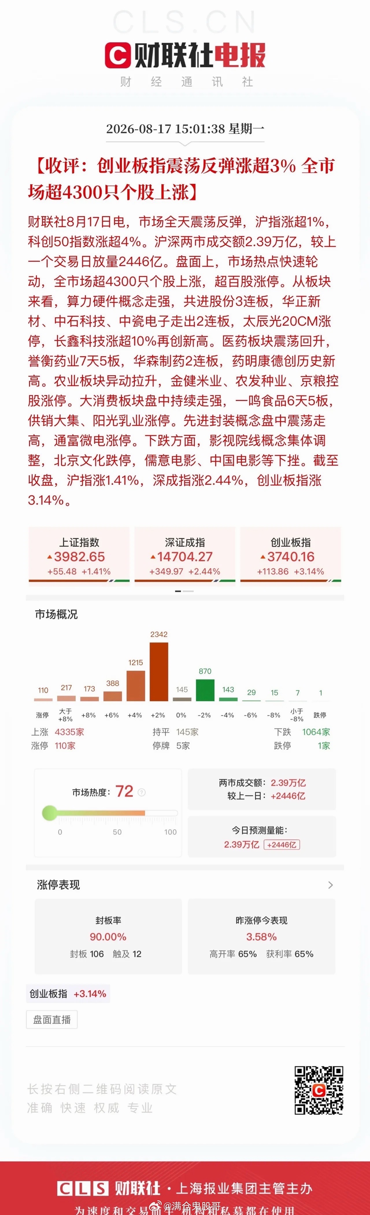 收评：指数强势加速，牛市氛围重现？股民的情绪总是直白又纯粹。回顾7月，一众硬科技