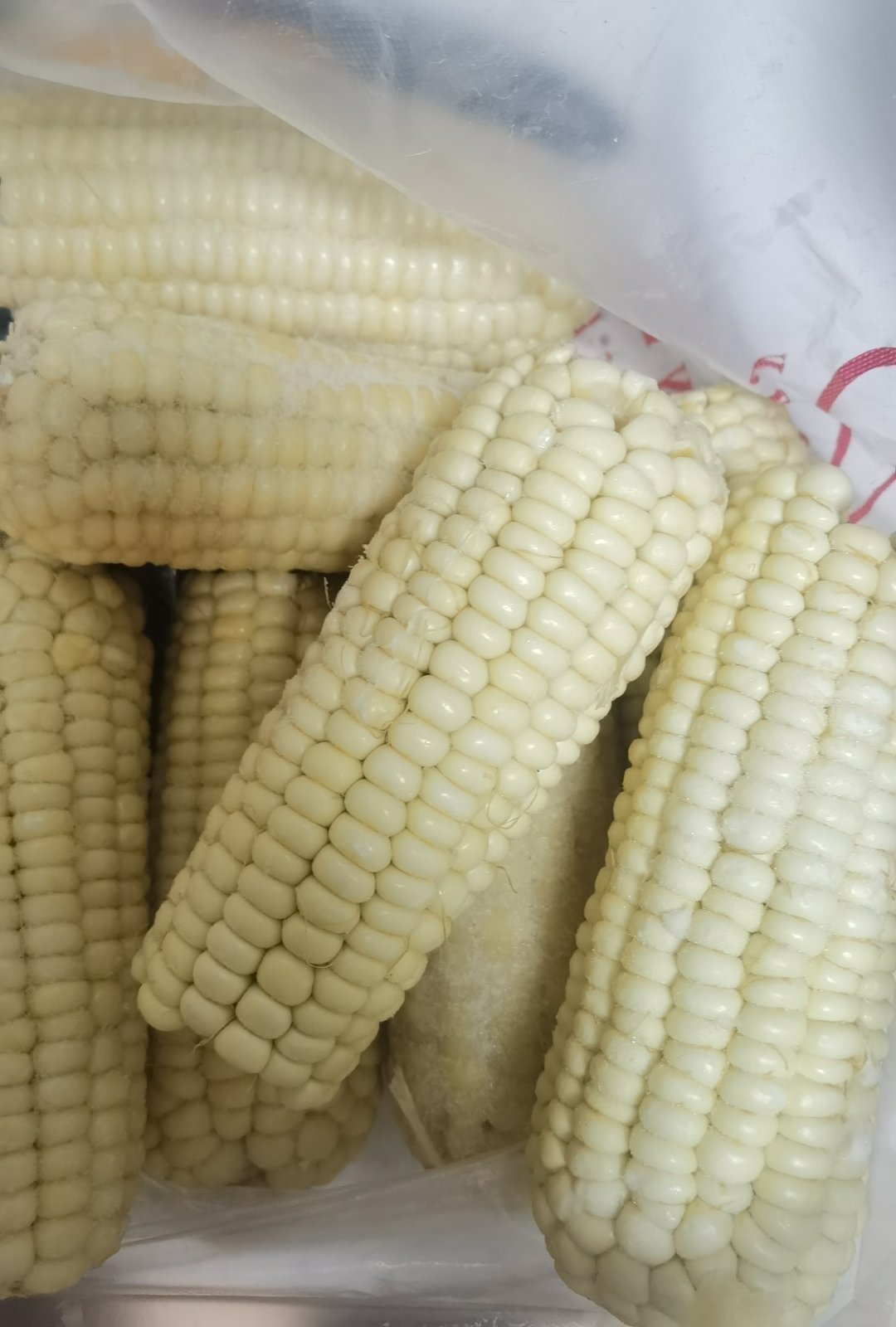 买了几根冻玉米，不知道煮熟了能不能好吃。 