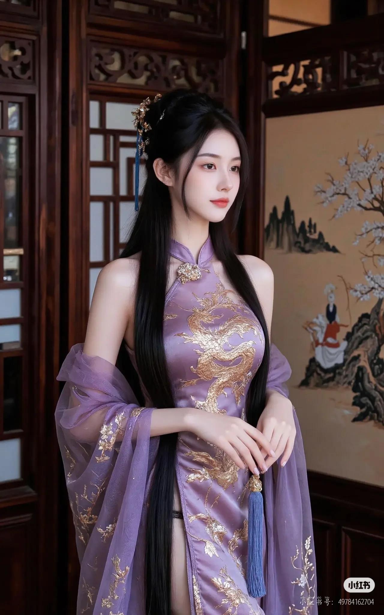 穿着旗袍上街，你能接受吗美女旗袍穿搭写真