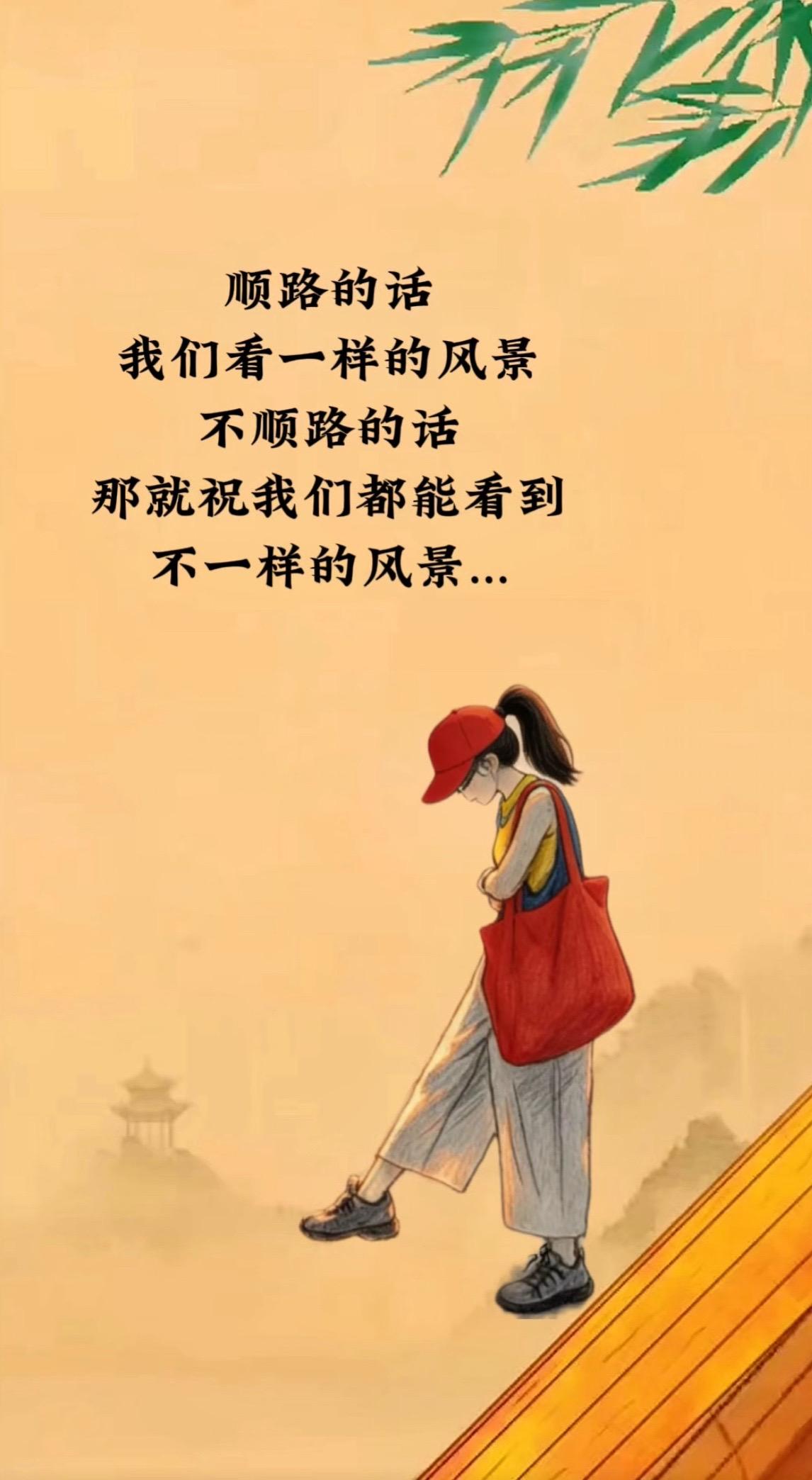 “顺路的话，我们看一样的风景；不顺路的话，那就祝我们都能看到不一样的风景...”