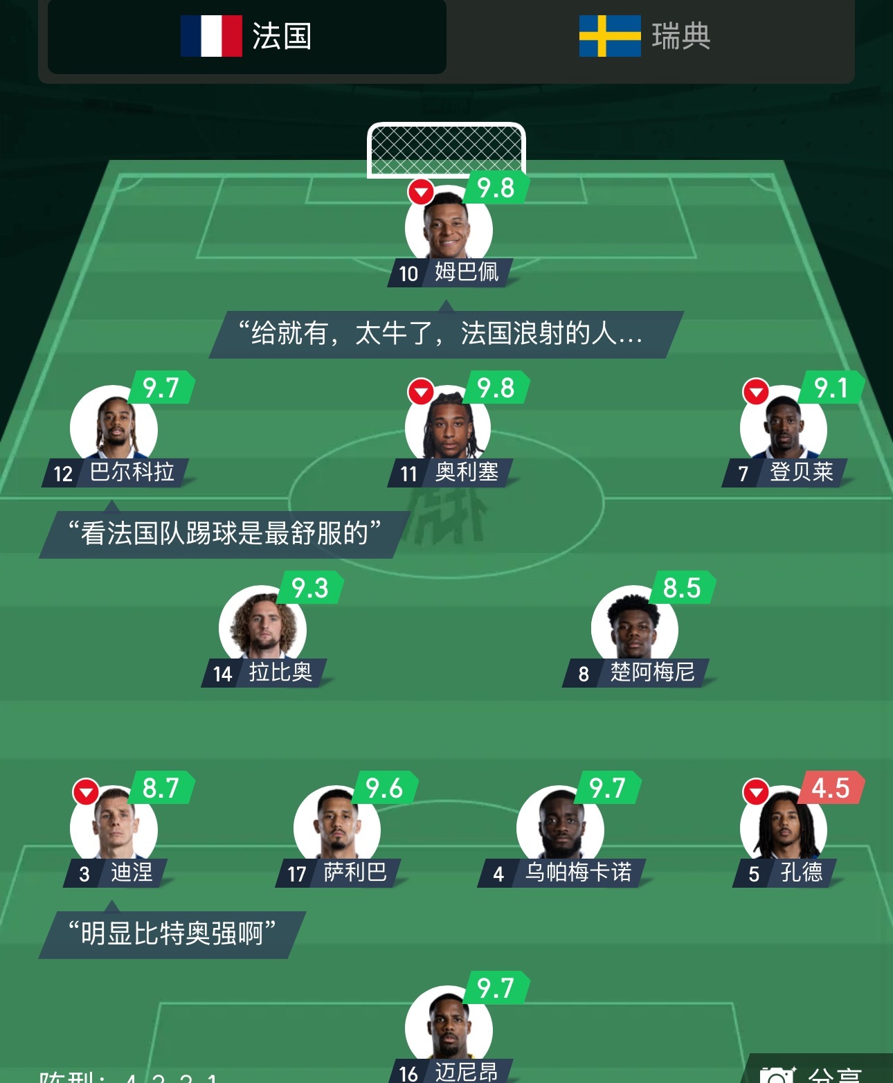 法国的阵容太吓人了，欧洲这些球队黑人越多战斗力越强，法国几乎就是非洲代表队了。西