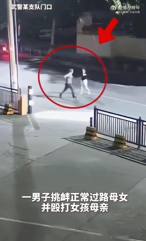 狗胆包天！某地武警某支队大门前，一对母女正正常常地在马路边行走，谁能想到，竟然会