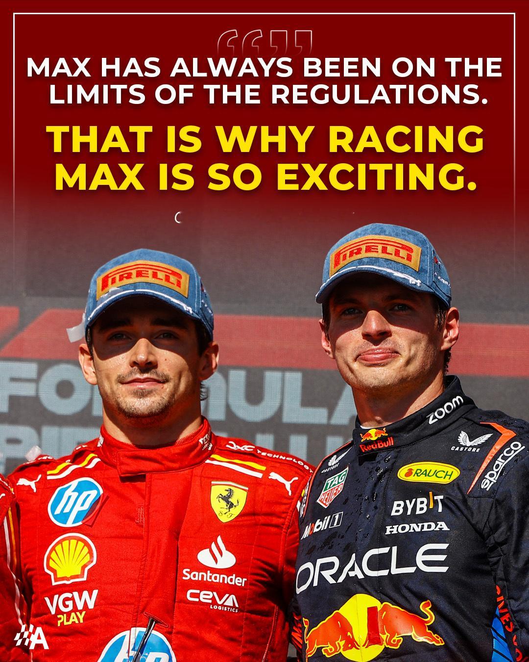 勒克莱尔：维斯塔潘一直处在规则的极限边缘，这也是为什么与维斯塔潘缠斗很令人兴奋。