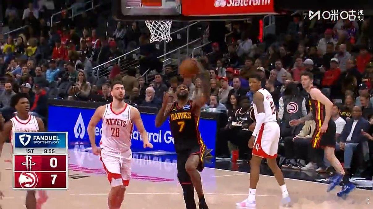 哦吼！！！开局0比7火箭vs老鹰休斯顿火箭