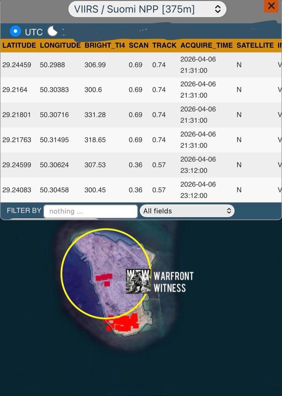 美国国家航空航天局（NASA）卫星图像显示，美国对伊朗哈尔克岛的军事目标发动袭击