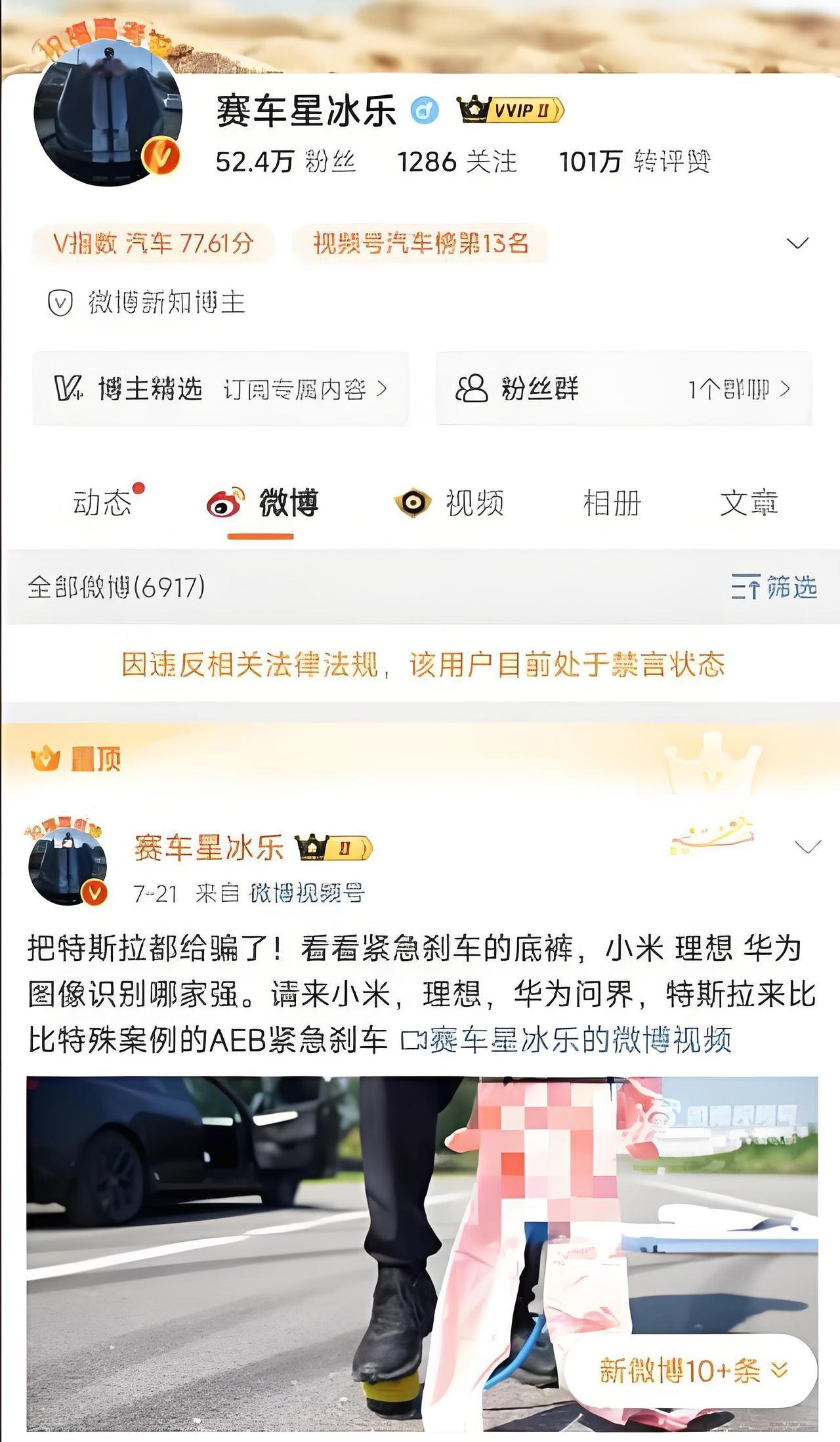刚刚！继袁启聪之后，又一汽车大V被禁言！其主页显示禁言的理由“违反相关法律法规”