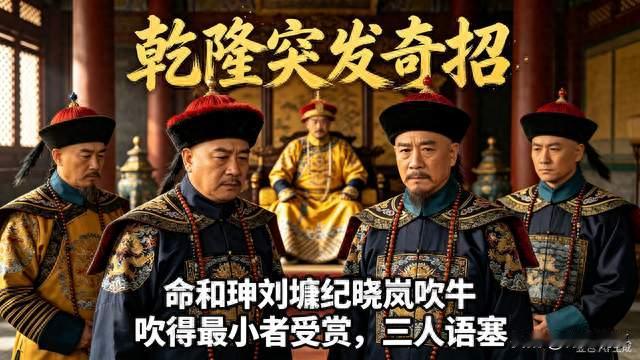 乾隆突发奇招，命和珅刘墉纪晓岚吹牛，吹得最小者受赏，三人语塞