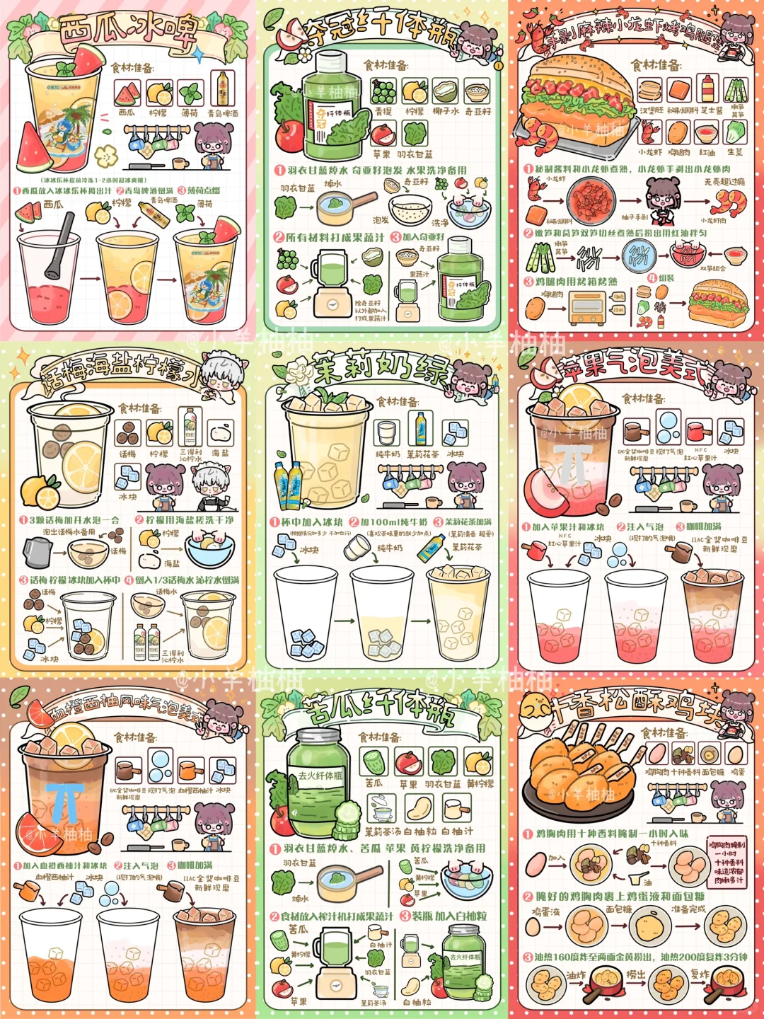 手绘食谱🍎｜多巴胺美食来袭‼️快来点餐🙋💖