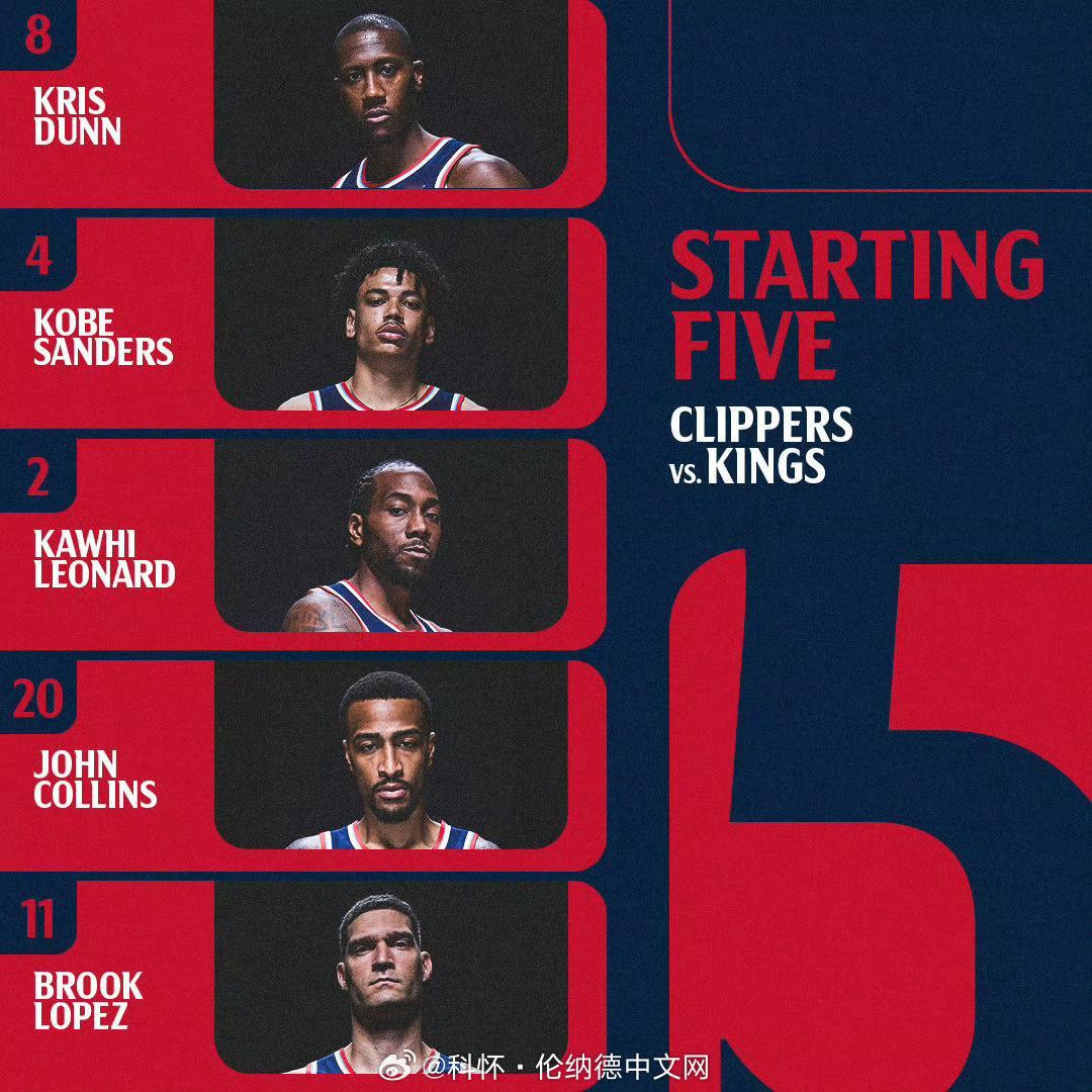 今日首发…三位新援都不打，小卡单核带队，希望少爷手下留情快船vs国王