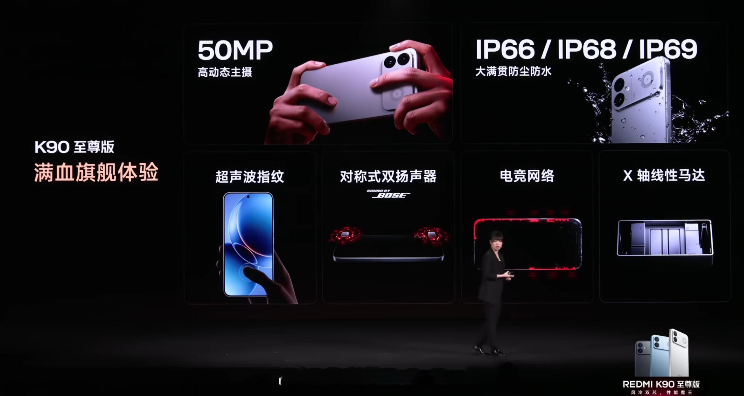 REDMI K90 至尊版前置 20MP（豪威 OV20B40），后置 50MP
