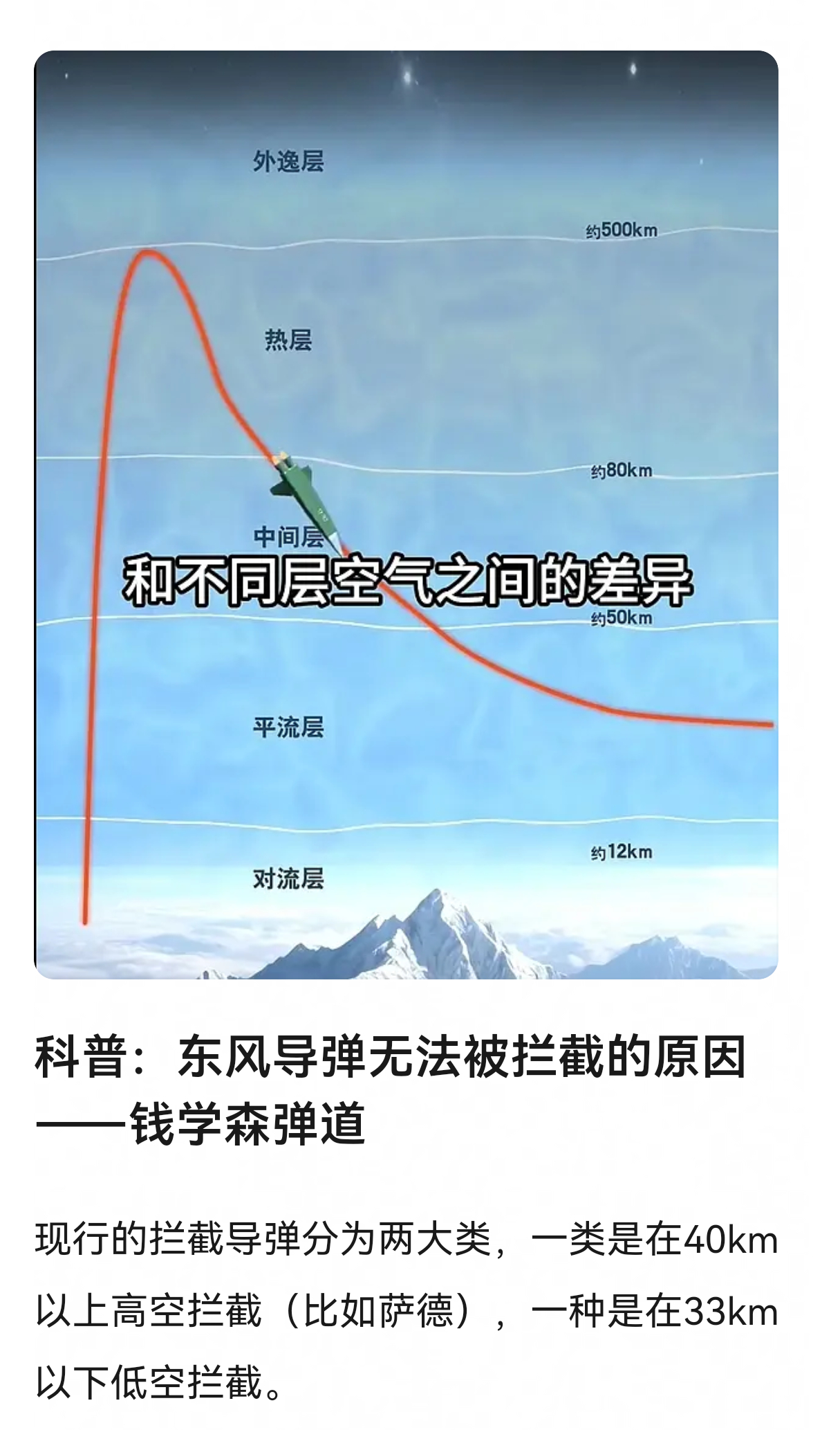 被科普到了东风导弹无法被拦截的原因 ​​​
