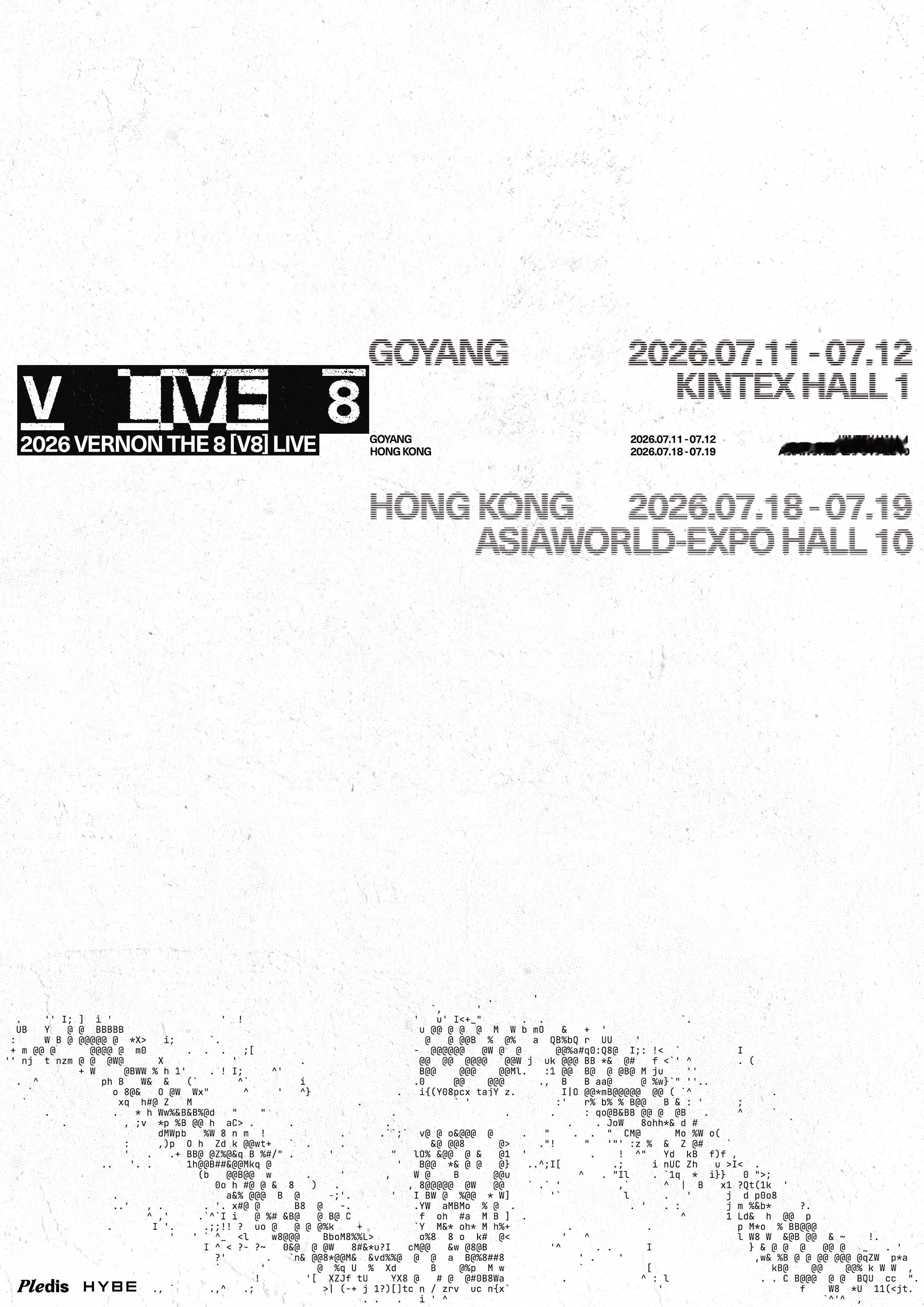 VERNON x 徐明浩《V8》LIVE 预告海报韩国高阳7月11日~12日中国