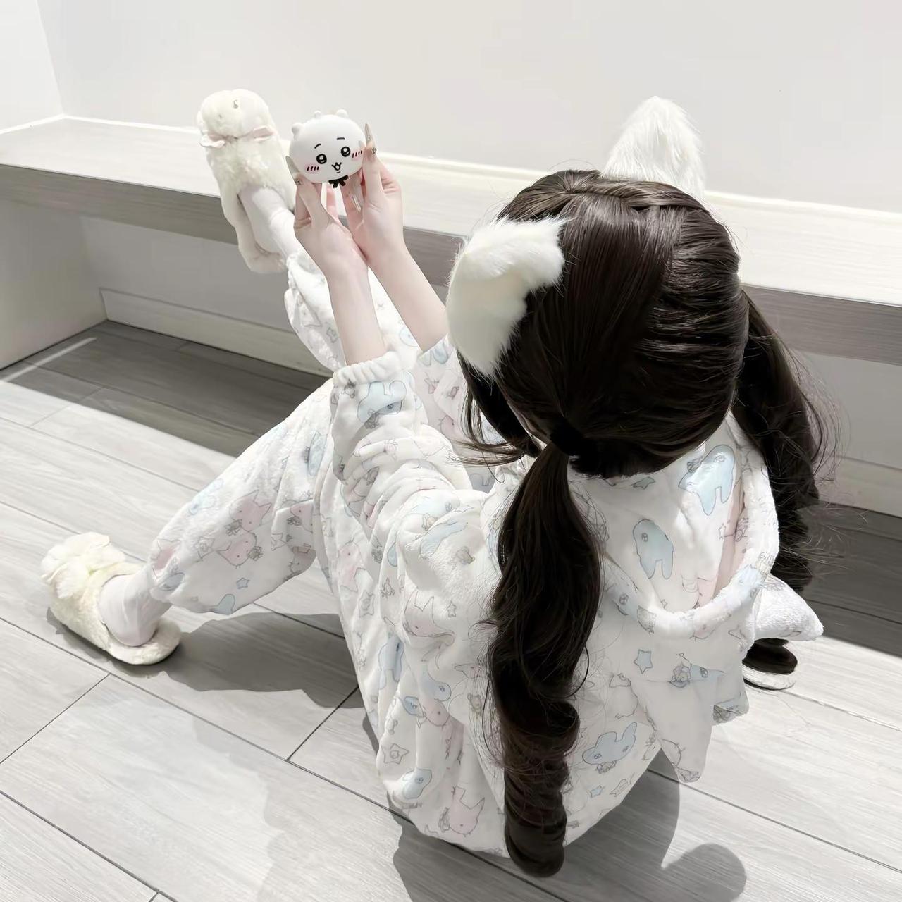 如果因我而感到幸福请上钩𑙕(៸៸᳐⦁⩊⦁៸៸᳐ )੭穿搭 毛茸茸 睡衣 萌妹