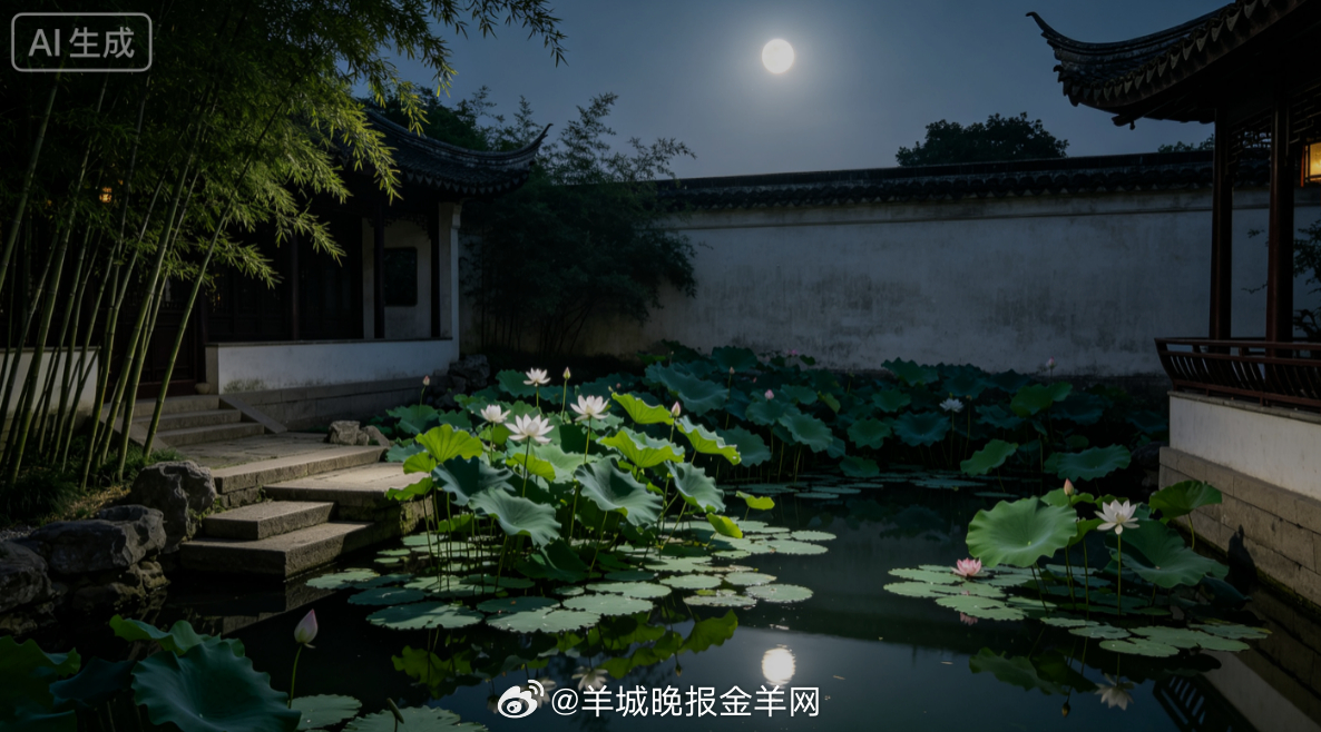 #晚安# 月色静静铺满荷塘，晚风送来荷叶淡淡的清香。静坐池边，世间喧嚣慢慢远去，