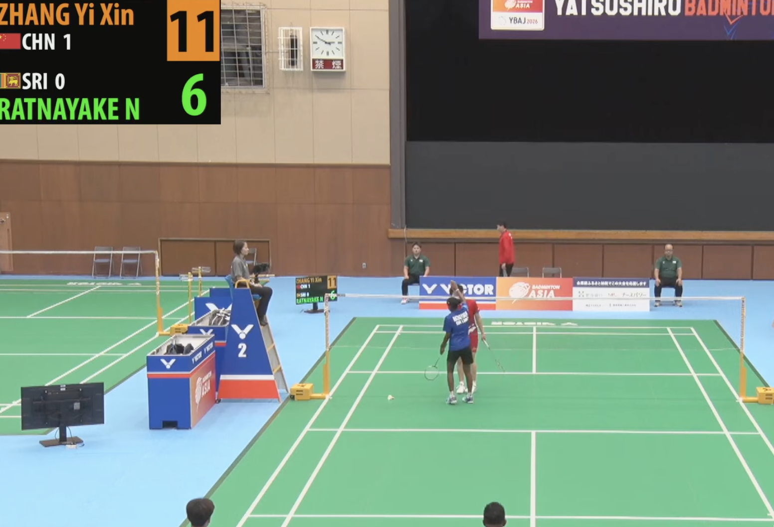 小组赛：中国🇨🇳 1-0 🇱🇰斯里兰卡，第2盘：11-61、章艺馨 11