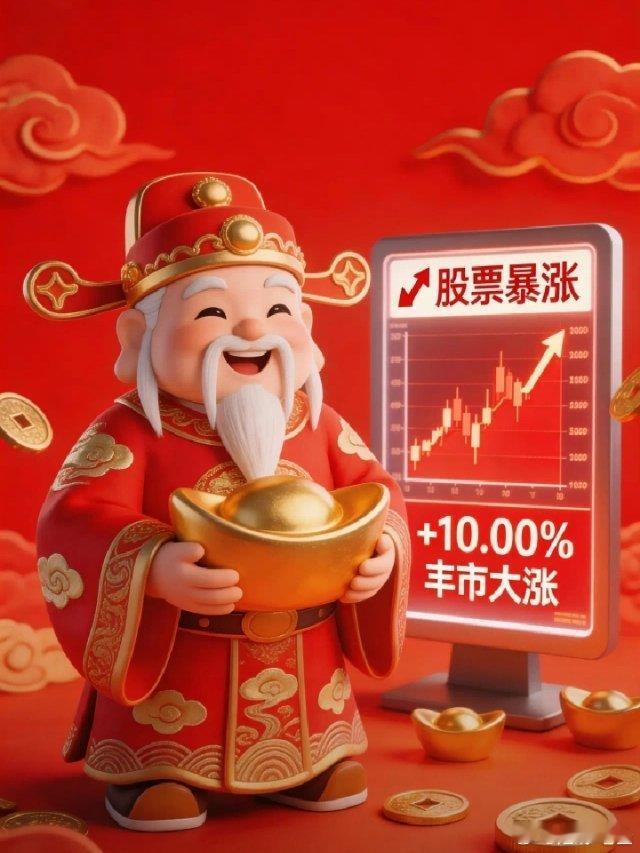 初五迎财神，各位新年股市一路标红，各种涨停板，各种收获满满，各种股票翻倍，下周大