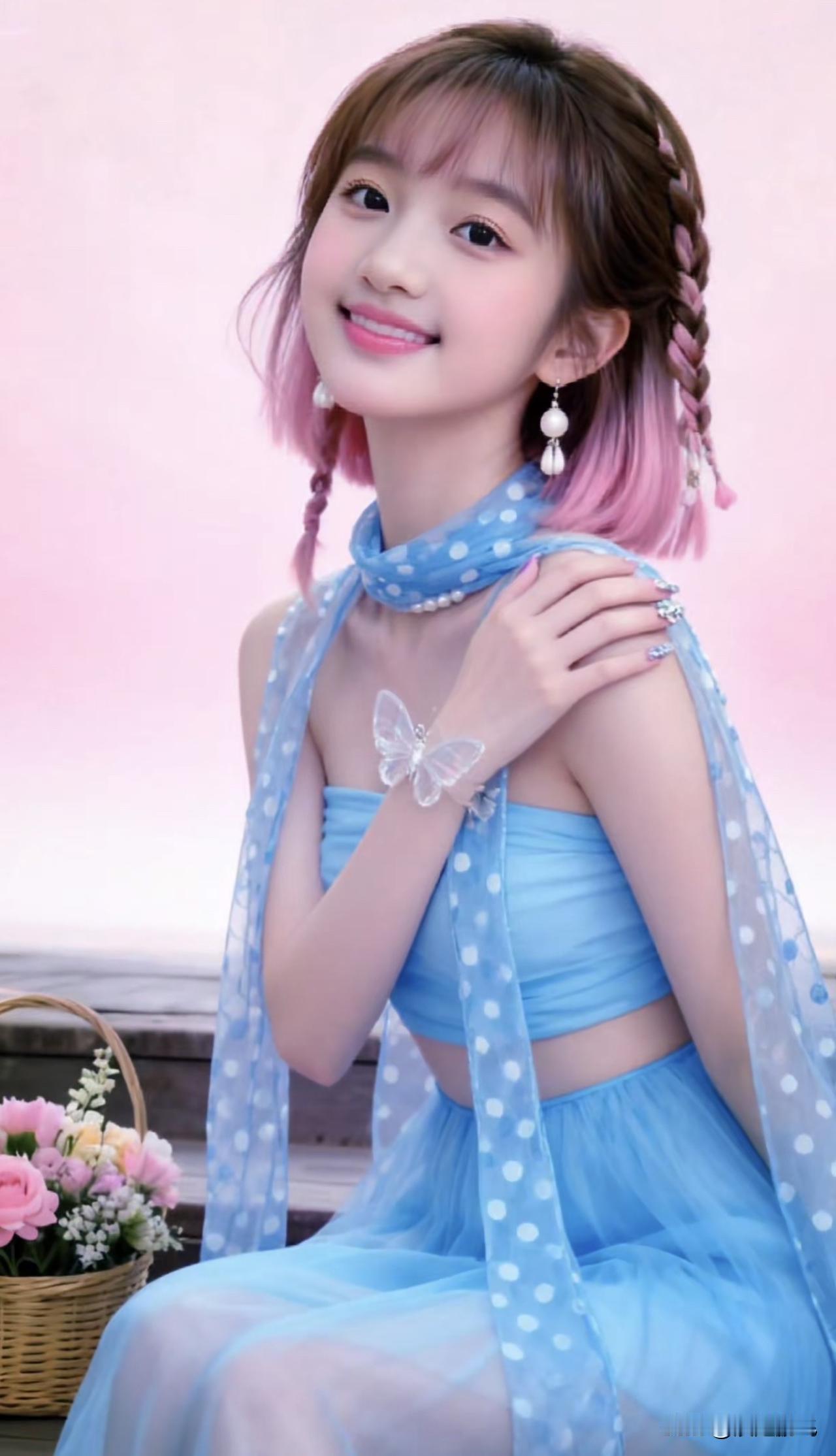 粉嫩少女心，梦幻蓝调，甜美蝴蝶，少女心爆棚！🌸💖🦋梦幻少女感 蝴蝶少女照 