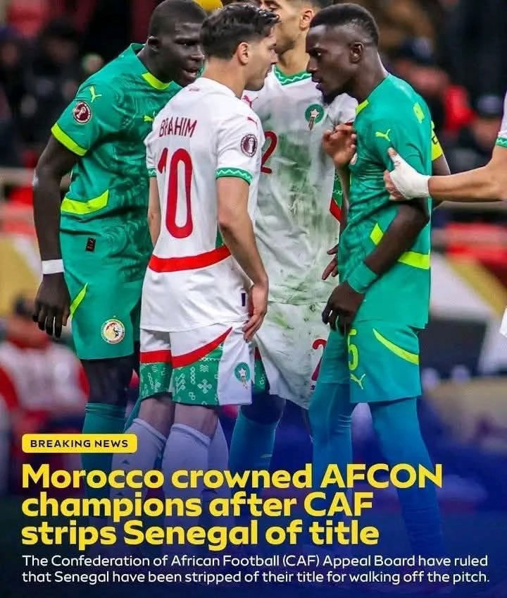 「新奇好玩又刺激」非洲足協發表聲明，裁定塞內加爾喺一月份嘅非洲國家盃決賽因為抗議