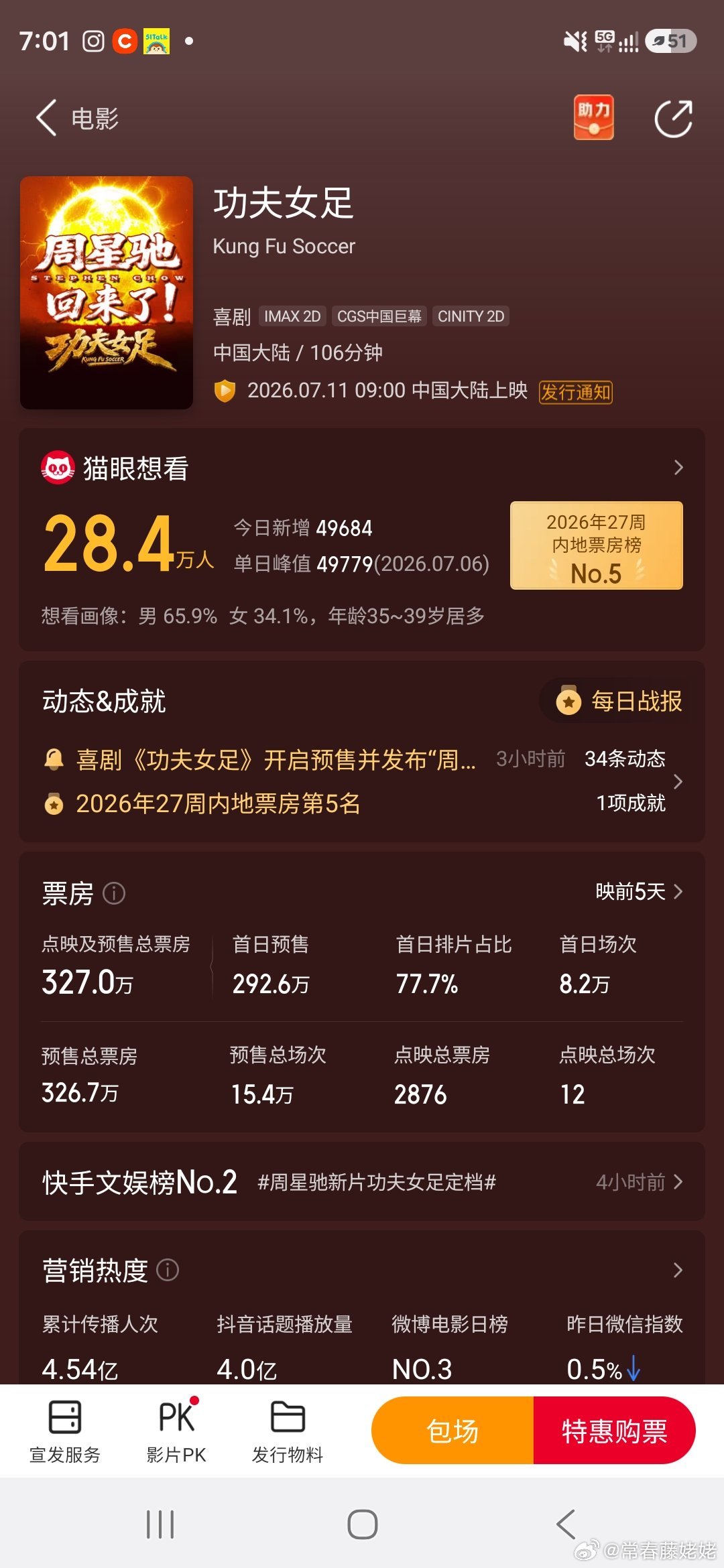 功夫女足预售已经开始了，300万 