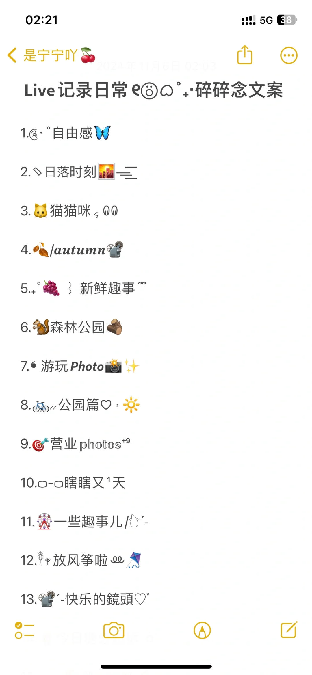 𝗟𝗶𝘃𝗲记录日常୧⍤⃝ᜊ˚₊‧碎碎念文案
