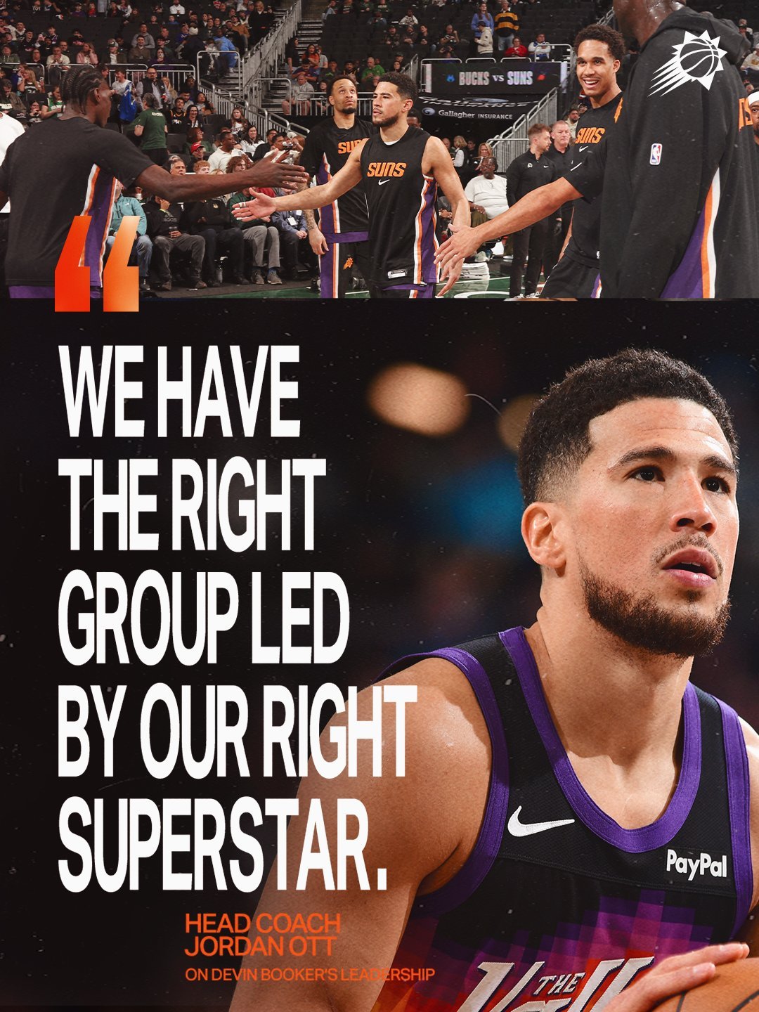 奥特昨日赛后评价布克：“我们的团队被正确的领导者导向了正确的方向！”布克是太阳毋