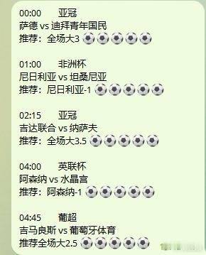 家人们，昨晚七中六还没爽够？今晚 5 场连开，场场有料！✅00:00 亚冠 萨德
