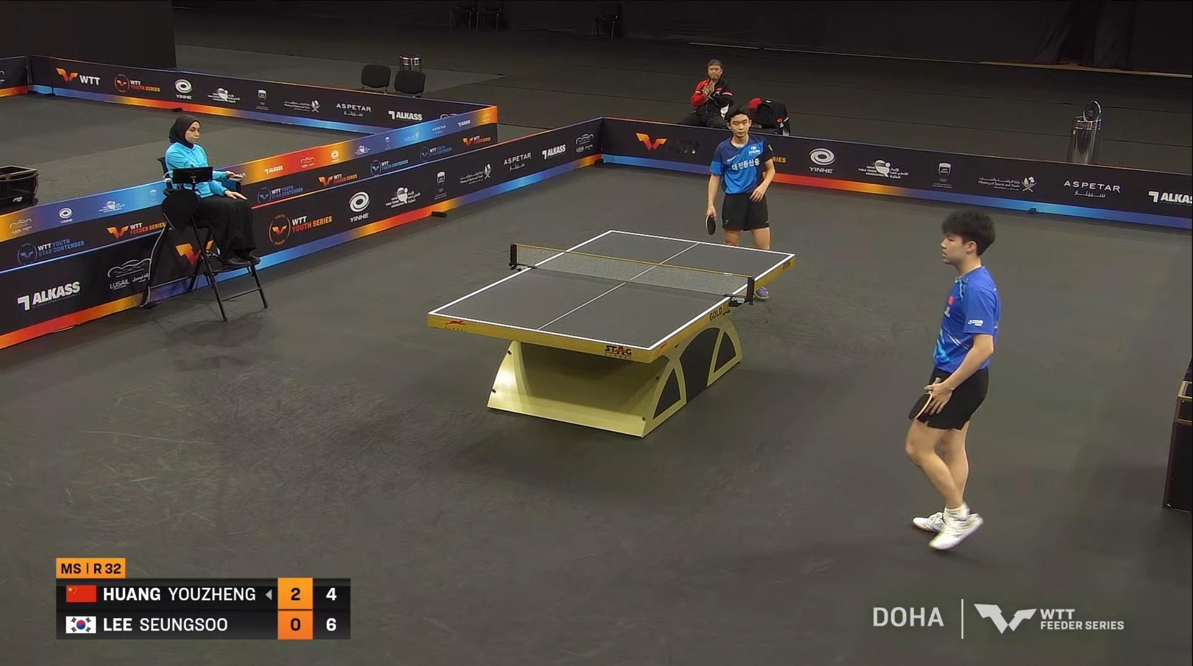 2026wtt多哈支线赛男子单打32-16黄友政3-1李承株（12-10 11-