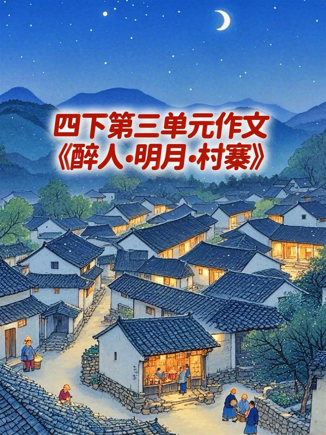 《醉人•明月•村寨》  优秀范文来啦。家长必读，小学四年级下册第三单元...